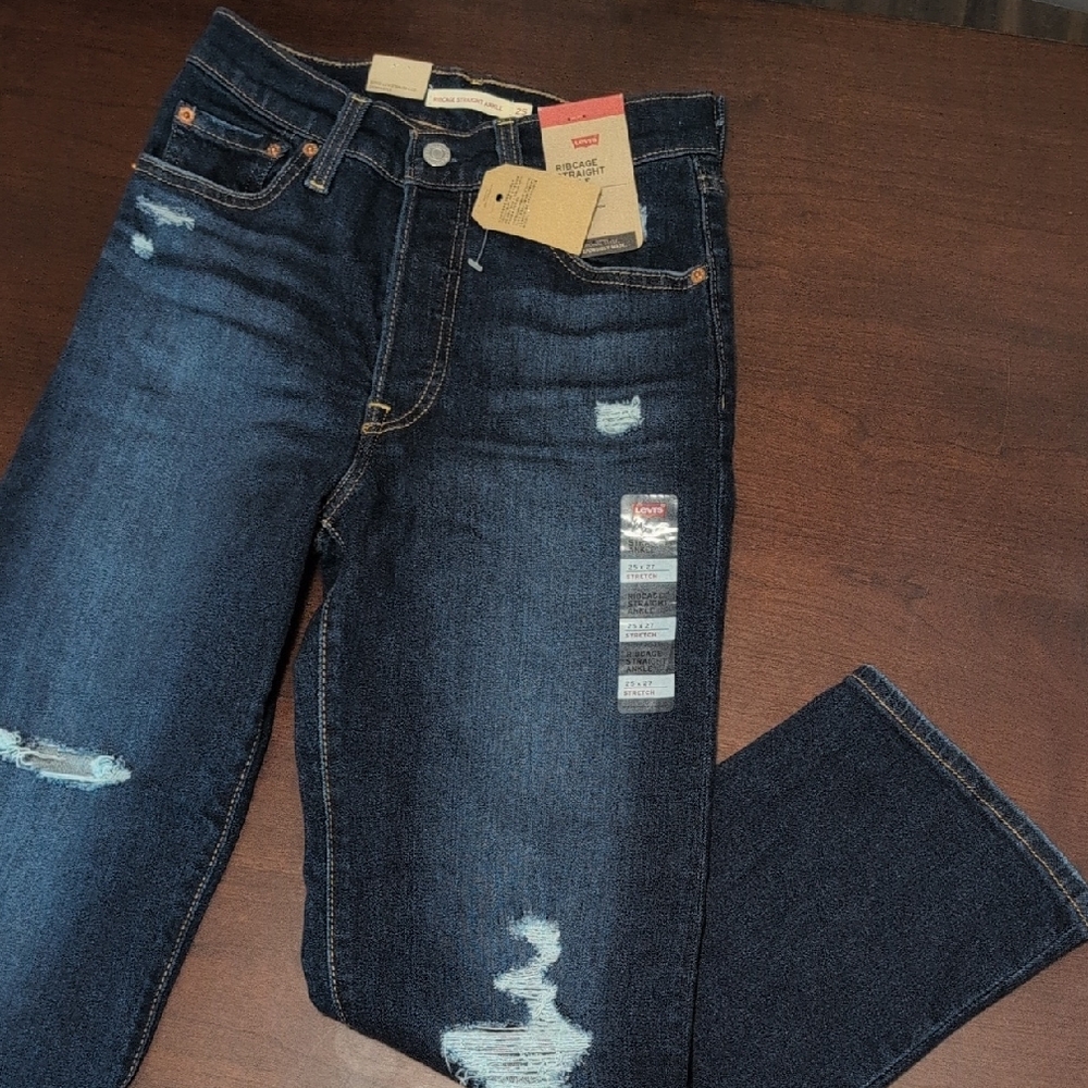 Levi's Dark Blue Distressed Skinny Jeans